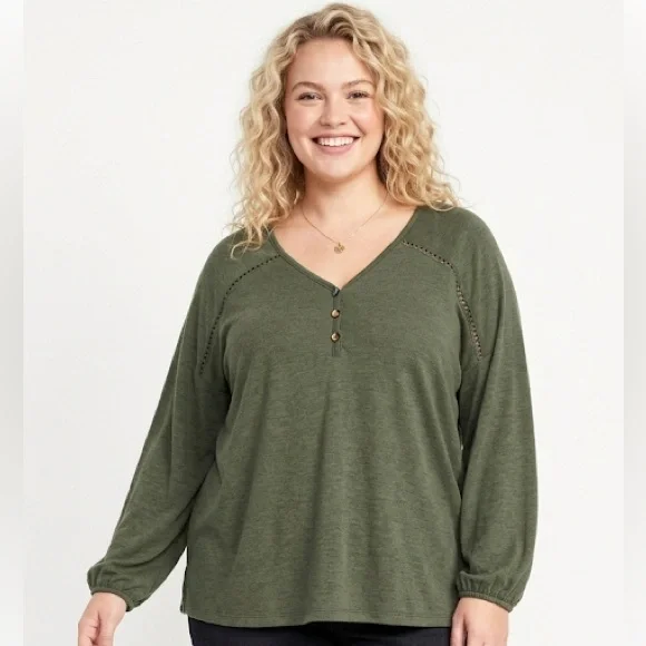 Old Navy green knit top long sleeve size XXlarge - Picture 1 of 7